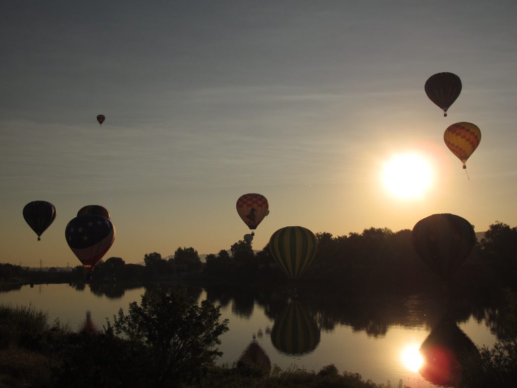 Balloons in the sunrise