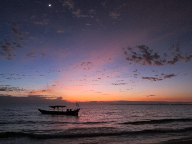 Sunset, Boat, Otres Beach, Sihanoukville, Cambodia