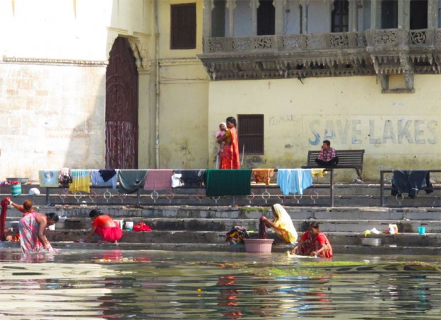 Women Washing Clothes at the Ghats in Udaipur, India