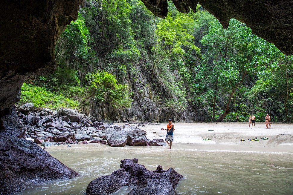 The inside, after a short swim through the cave